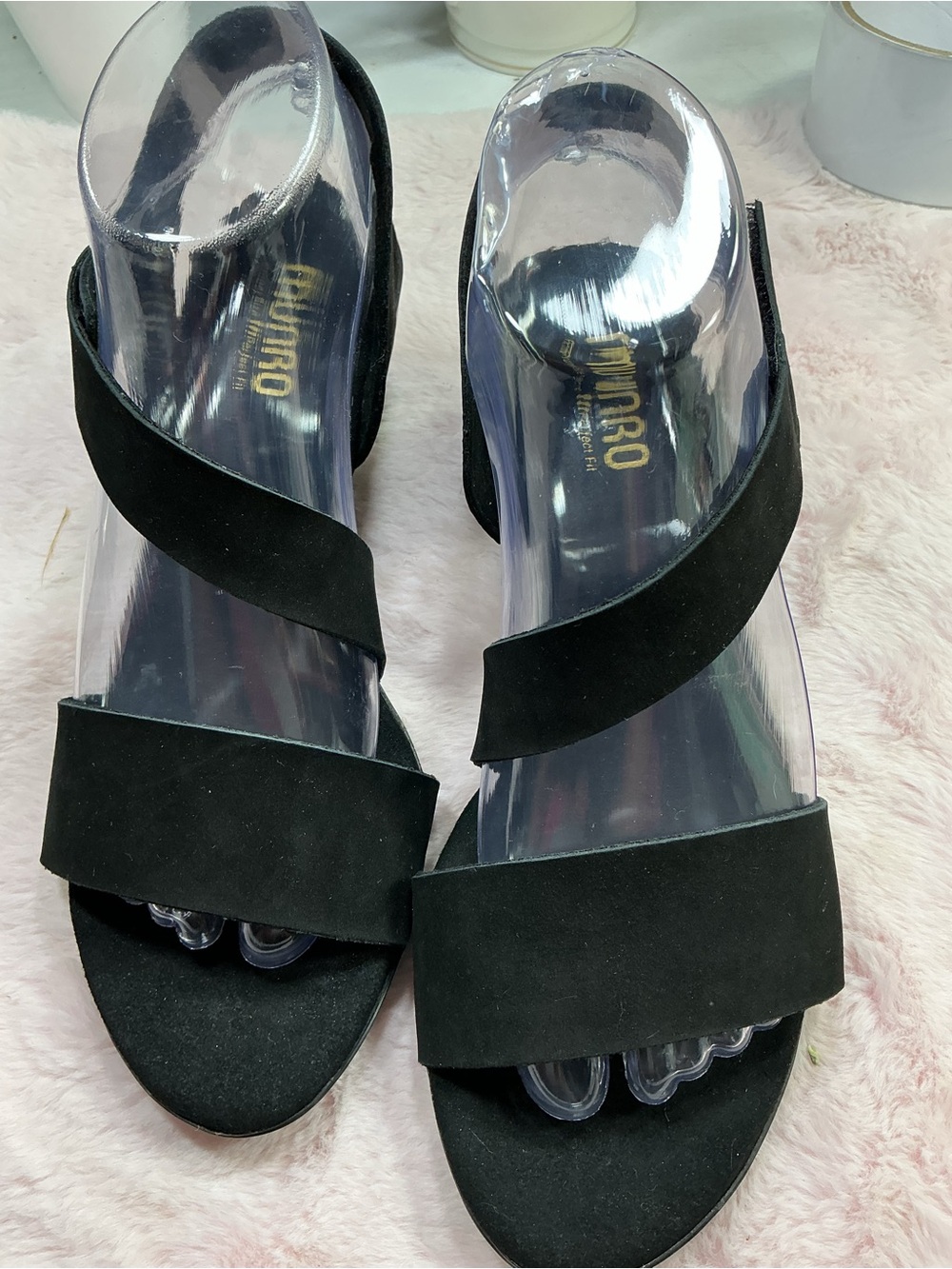 Unisa Black Suede Two-Band Slide Heels 181